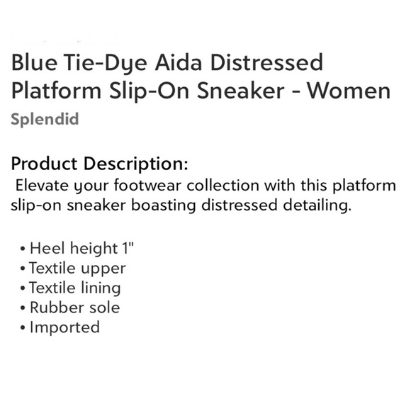 Splendid Blue Tie-Dye Aida Distressed Platform Slip-On Sneaker Size 9 Shoes NEW - Picture 7 of 7